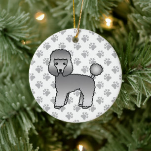 Adorno De Cerámica Gray Toy Poodle Cute Cartojo Perro