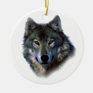 Adorno De Cerámica Gray Wolf Eyes