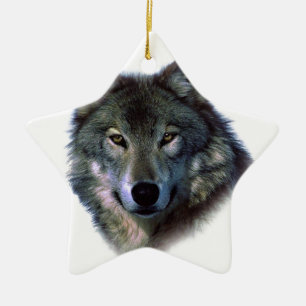 Adorno De Cerámica Gray Wolf Eyes