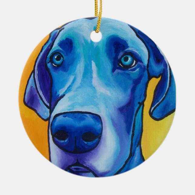 Adorno De Cerámica Great dane azul Oranment (Frente)
