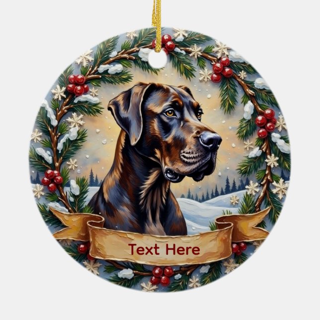 Adorno De Cerámica Great Dane Christmas (Atrás)