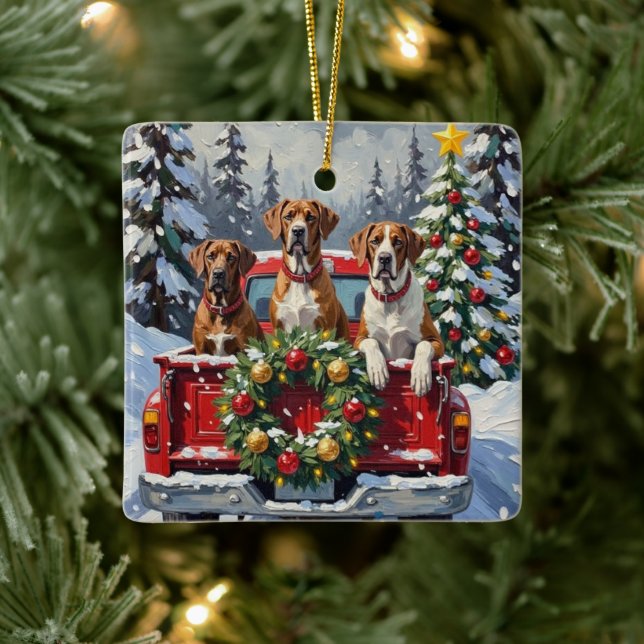 Adorno De Cerámica Great Dane Christmas Red Truck Holiday (Árbol)