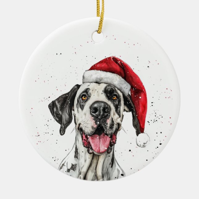 Adorno De Cerámica Great Dane Dog Christmas Personalized (Frente)