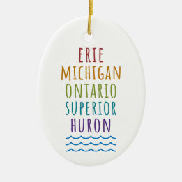 Adorno De Cerámica Great Lakes Mitten State Michigan Ornament 