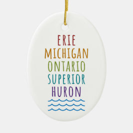 Adorno De Cerámica Great Lakes Mitten State Michigan Ornament