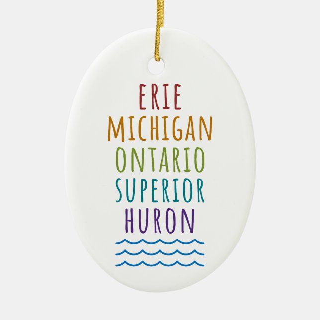 Adorno De Cerámica Great Lakes Mitten State Michigan Ornament  (Frente)
