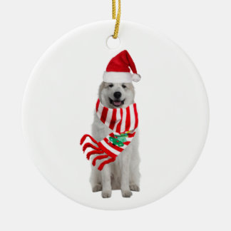 Adorno De Cerámica Great Pyrenees With Hat Scaft Christmas