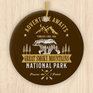 Adorno De Cerámica Great Smoky Mountains Vintage Forest Landscape