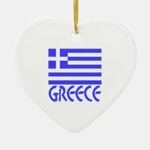 Adorno De Cerámica Grecia y bandera griega