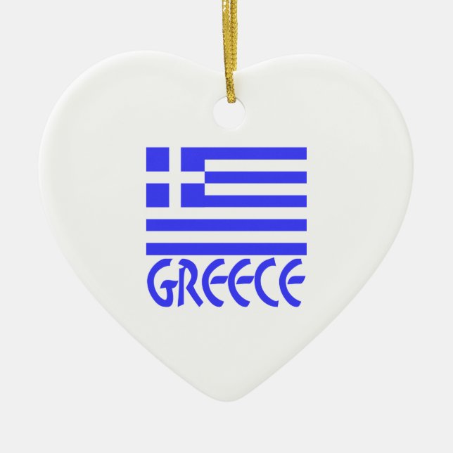 Adorno De Cerámica Grecia y la bandera griega (Frente)