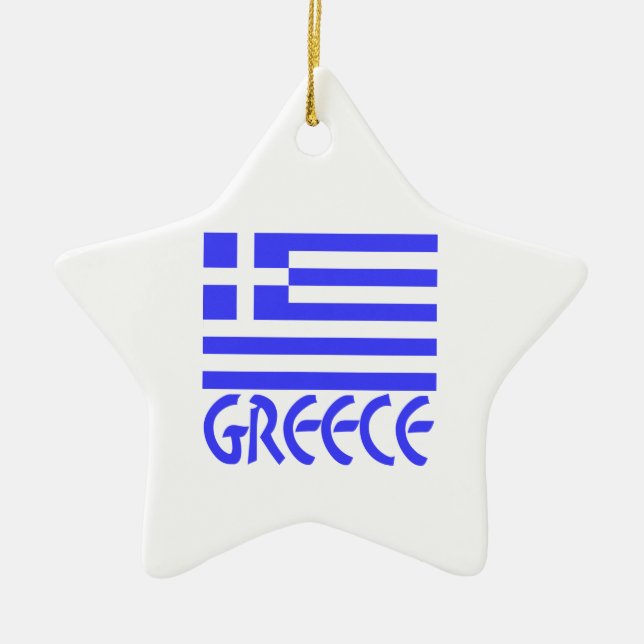 Adorno De Cerámica Grecia y la bandera griega (Frente)