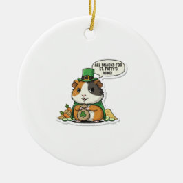 Adorno De Cerámica Greedy Guinea Pig Leprechaun St. Patrick’s Day