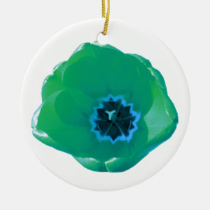 Adorno De Cerámica Green and Blue Tulip Custom Birthday