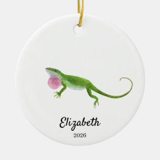 Adorno De Cerámica Green Anole Ornament,Custom Christmas Keepsake