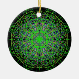 Adorno De Cerámica Green Black Kaleidoscope Mandala Art
