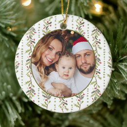 Adorno De Cerámica Green Botanical Photo Christmas