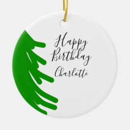 Adorno De Cerámica Green Christmas tree happy birthday December winte
