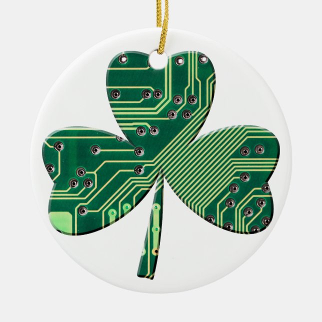 Adorno De Cerámica Green Circuit Board St Patrick Day Shamrock (Frente)