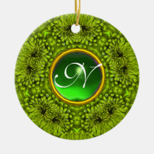 ADORNO DE CERÁMICA GREEN DAHLIA EMERALD MONOGRAM