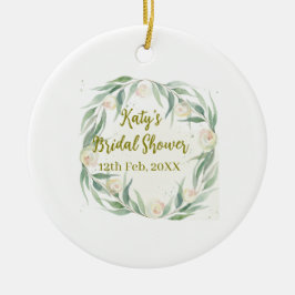 Adorno De Cerámica Green eucalyptus floral bridal shower name date go