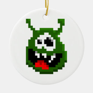 Adorno De Cerámica Green Monster - Pixel Art