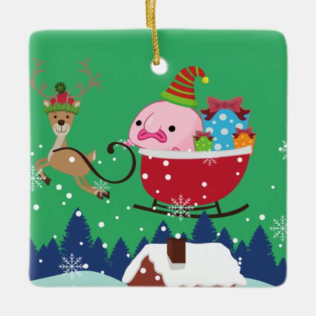Adorno De Cerámica Green Personalized Santa Blobfish (Anverso)