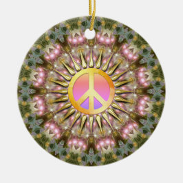 Adorno De Cerámica Green Pink Healing Light Peace Mandala