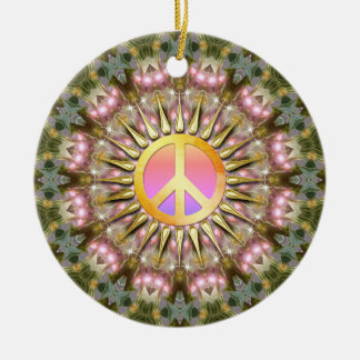 Adorno De Cerámica Green Pink Healing Light Peace Mandala