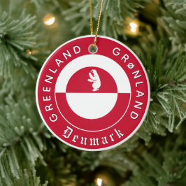 Adorno De Cerámica Greenland Ornament, Bear, travel, Greenland Flag