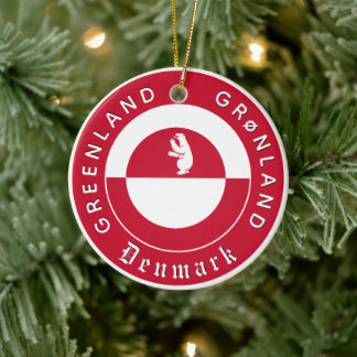 Adorno De Cerámica Greenland Ornament, Bear, travel, Greenland Flag