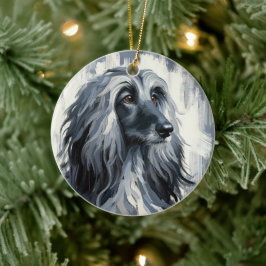 Adorno De Cerámica Grey Afghan Hound Portrait