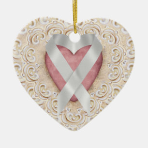 Adorno De Cerámica Grey Brain Cancer Ribbon From the Heart - SR