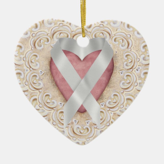 Adorno De Cerámica Grey Brain Cancer Ribbon From the Heart - SR (Frente)
