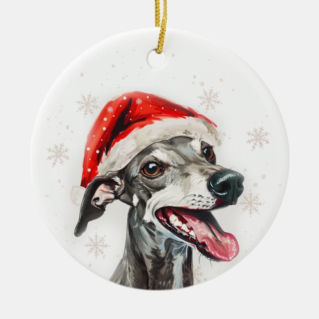 Adorno De Cerámica Greyhound Dog Christmas Personalized (Frente)