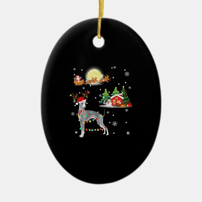 Adorno De Cerámica Greyhound Dog Light Christmas Reindeer Tree Xmas G (Frente)