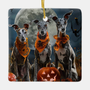 Adorno De Cerámica Greyhound Halloween Espeluznante