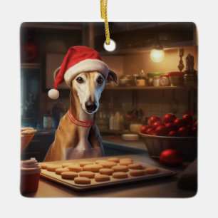 Adorno De Cerámica Greyhound Navidades Cookies Holiday