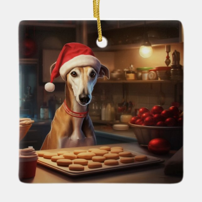 Adorno De Cerámica Greyhound Navidades Cookies Holiday (Anverso)