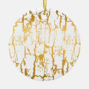 Adorno De Cerámica Grietas de corteza de árbol dorado