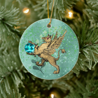 Adorno De Cerámica Griffin dorado