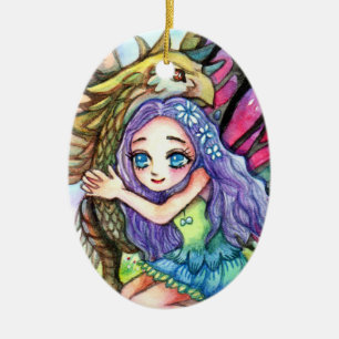 Adorno De Cerámica Griffin y hadas