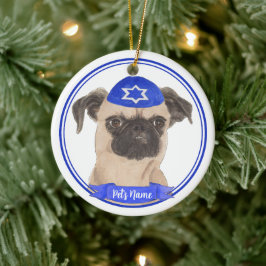 Adorno De Cerámica Griffon Hanukkah Yarmulke personalizado de Brusela