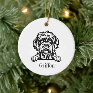 Adorno De Cerámica Grifón de caza de pelo duro personalizado mascota 