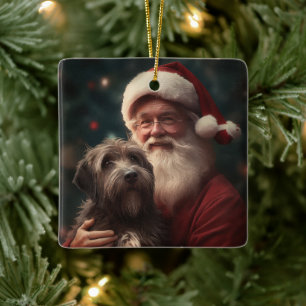 Adorno De Cerámica Grifón de caza Santa Claus Navidad