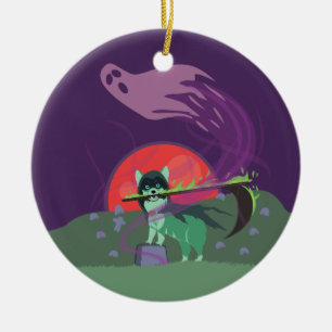 Adorno De Cerámica Grim Reaper Puppy