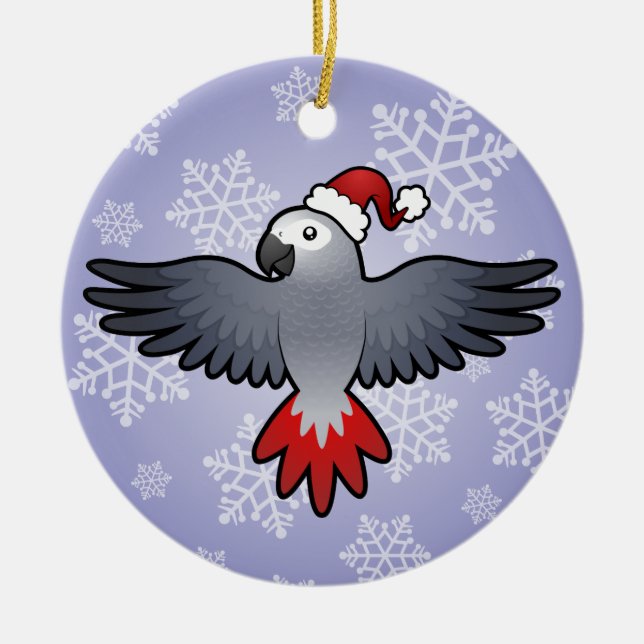 Adorno De Cerámica Gris africano del navidad (pájaro medio) (Frente)