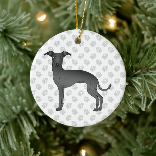 Adorno De Cerámica Gris negro italiano perro de caricatura con patas (Árbol)