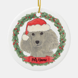 Adorno De Cerámica Gris Silver Poodle personalizado