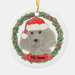 Adorno De Cerámica Gris Silver Poodle personalizado