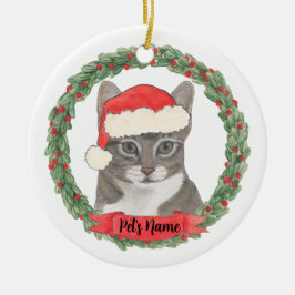 Adorno De Cerámica Gris Tabby Cat personalizado